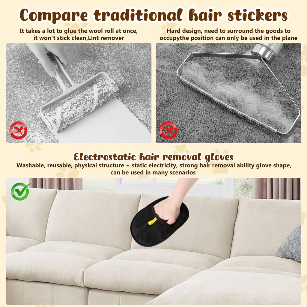Electrostatic gloves for removing pet hair