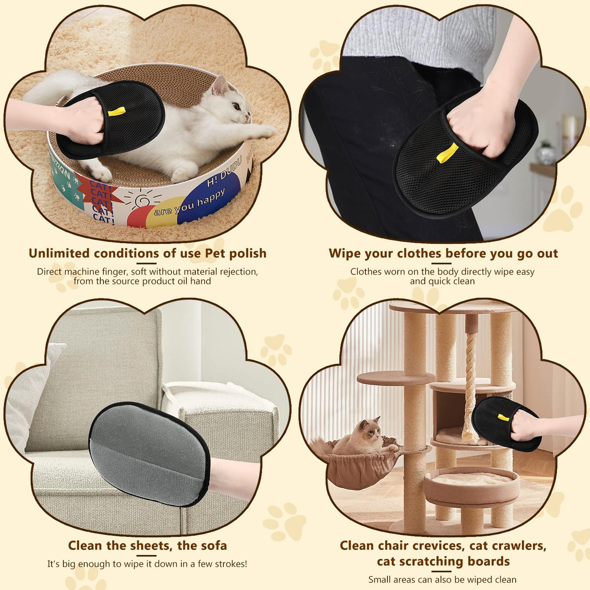 Electrostatic gloves for removing pet hair