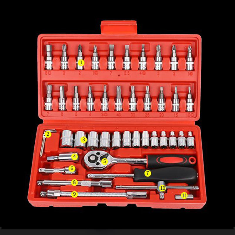 46-piece set with quick-change wrench