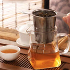 Stainless steel tea filter with double handles and lid