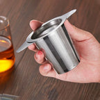 Stainless steel tea filter with double handles and lid