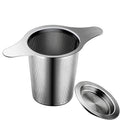 Stainless steel tea filter with double handles and lid