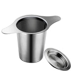 Stainless steel tea filter with double handles and lid