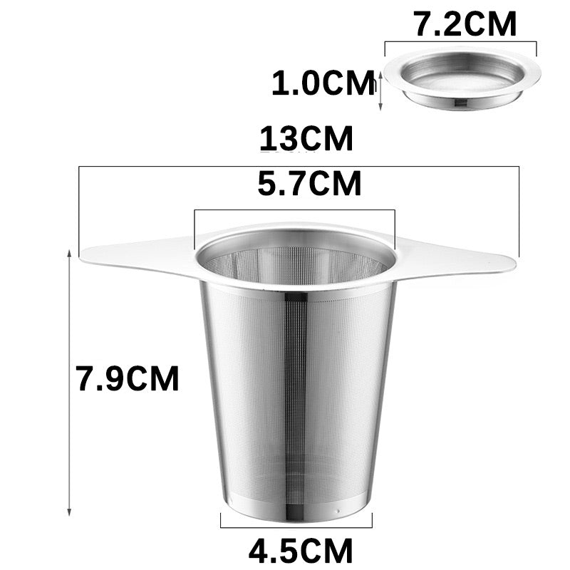 Stainless steel tea filter with double handles and lid