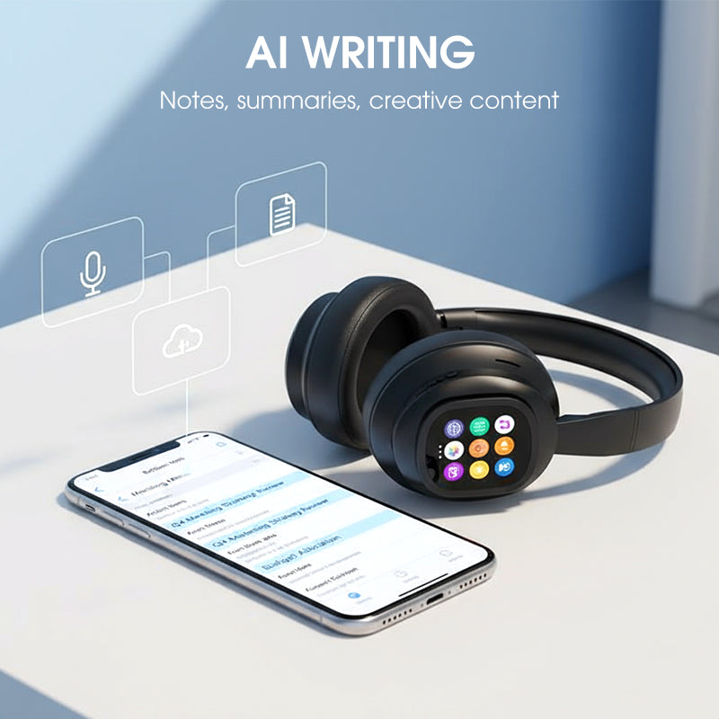AIWave | AI Bluetooth Headphones with LCD Display Voice Control Sound Isolation for Music and Calls