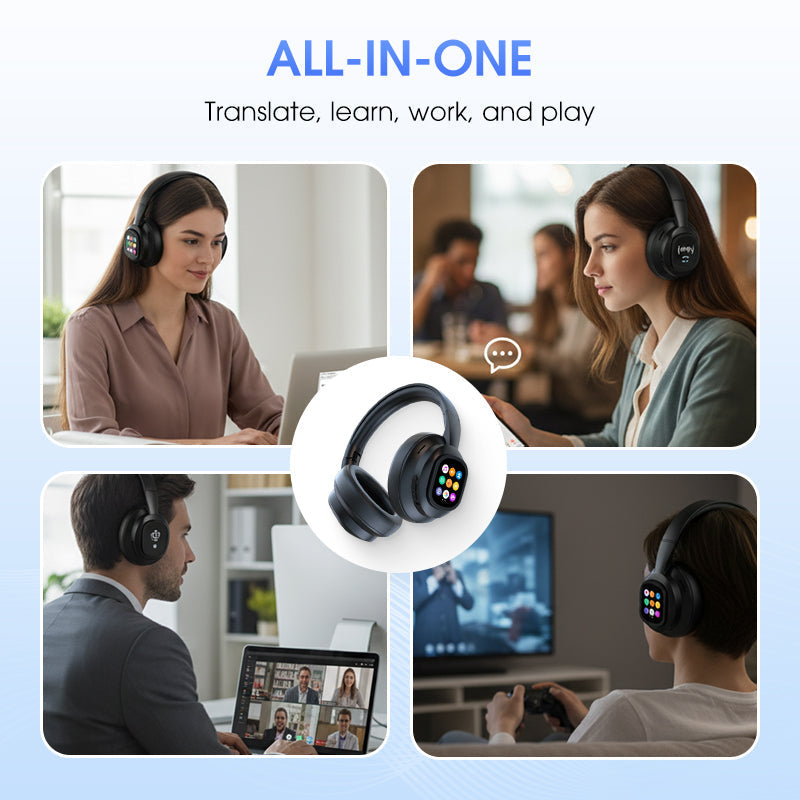 AIWave | AI Bluetooth Headphones with LCD Display Voice Control Sound Isolation for Music and Calls