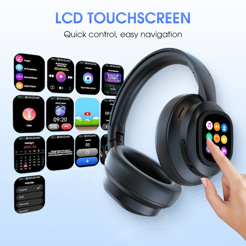 AIWave | AI Bluetooth Headphones with LCD Display Voice Control Sound Isolation for Music and Calls