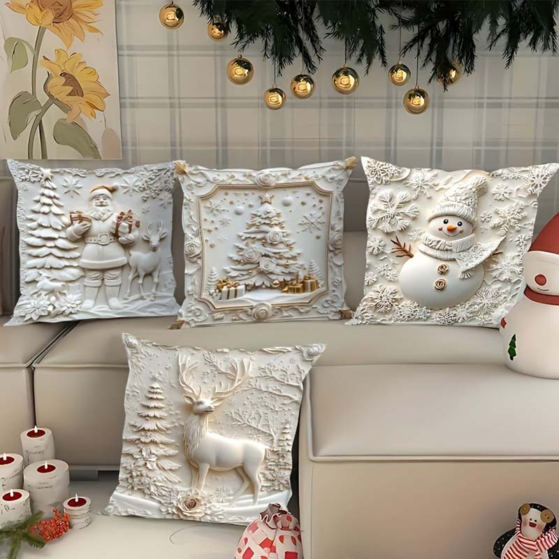 CozyKerst 4-piece cushion cover set – warm holiday decoration for home and living room