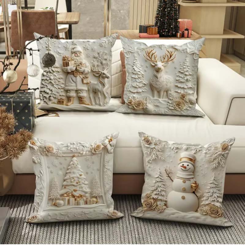 CozyKerst 4-piece cushion cover set – warm holiday decoration for home and living room