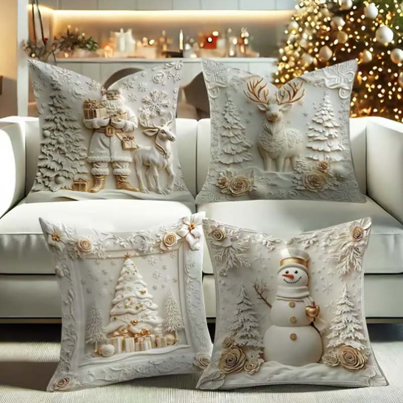 CozyKerst 4-piece cushion cover set – warm holiday decoration for home and living room