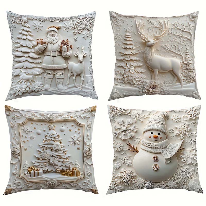 CozyKerst 4-piece cushion cover set – warm holiday decoration for home and living room