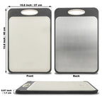 Hygienic stainless steel cutting board with non-slip handle for precise cutting