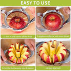 Stainless Steel Apple Slicer Heavy Duty Sharp Fruit Cutter and Divider