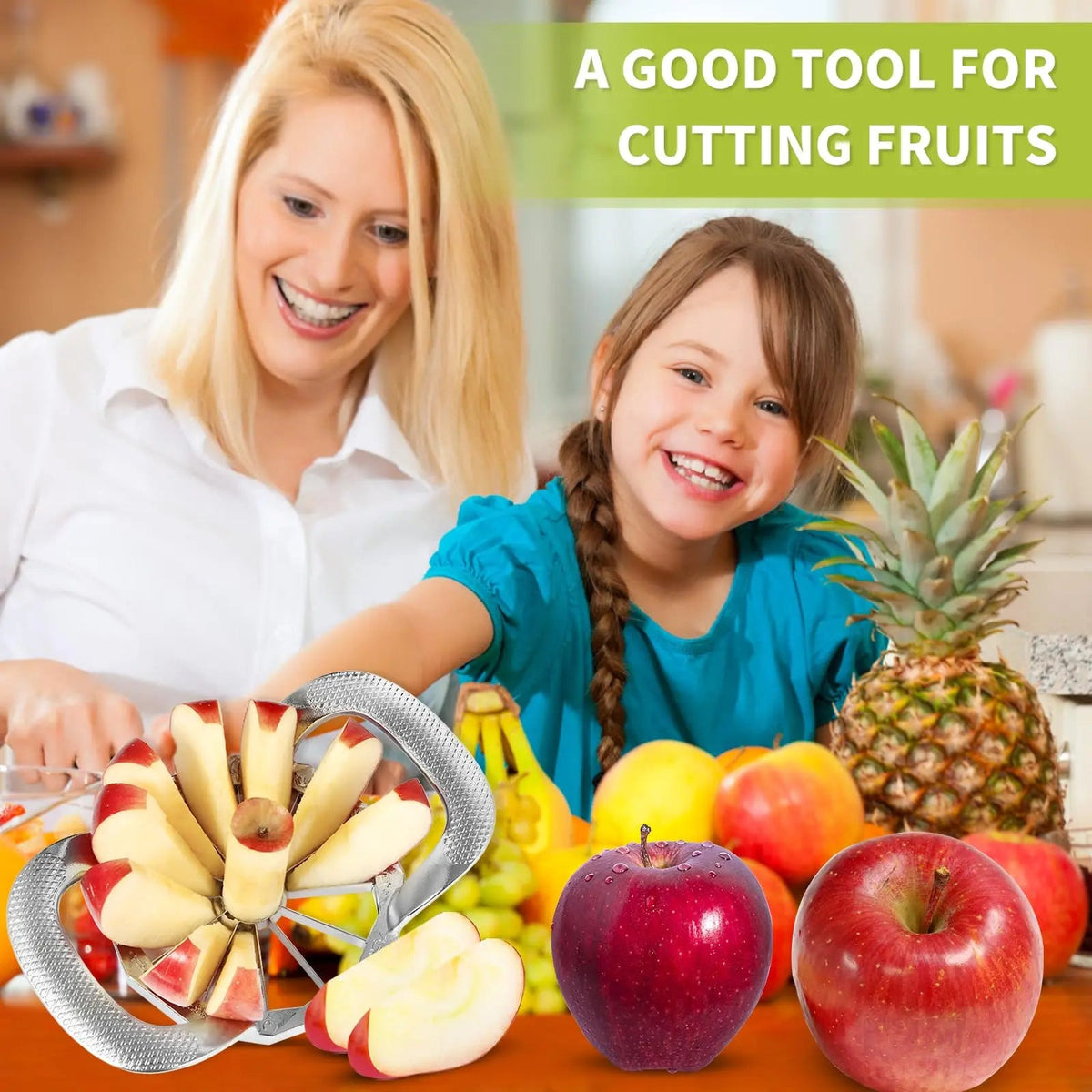 Stainless Steel Apple Slicer Heavy Duty Sharp Fruit Cutter and Divider