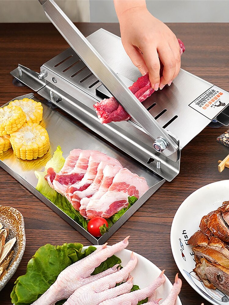 Stainless Steel Commercial Manual Frozen Meat Slicer Bone Cutting Tool