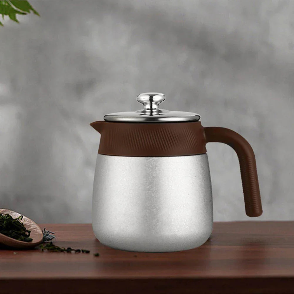 Stainless Steel Covered Stew Teapot with Titanium-Coated Inner Thermos