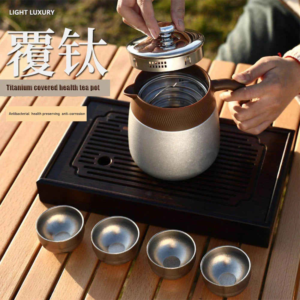 Stainless Steel Covered Stew Teapot with Titanium-Coated Inner Thermos