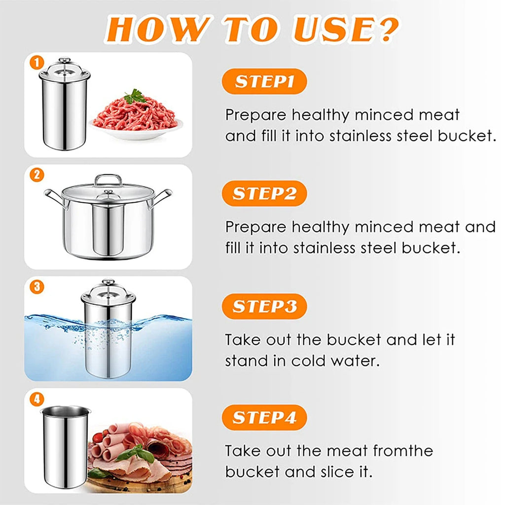 Stainless Steel Ham Maker Meat Press Cooker Mold with Thermometer