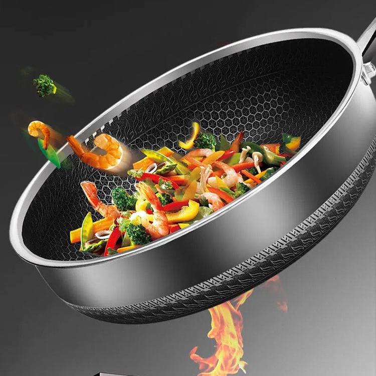 FERROFLAME – Stainless Steel Frying Pan with Honeycomb Heat Distribution