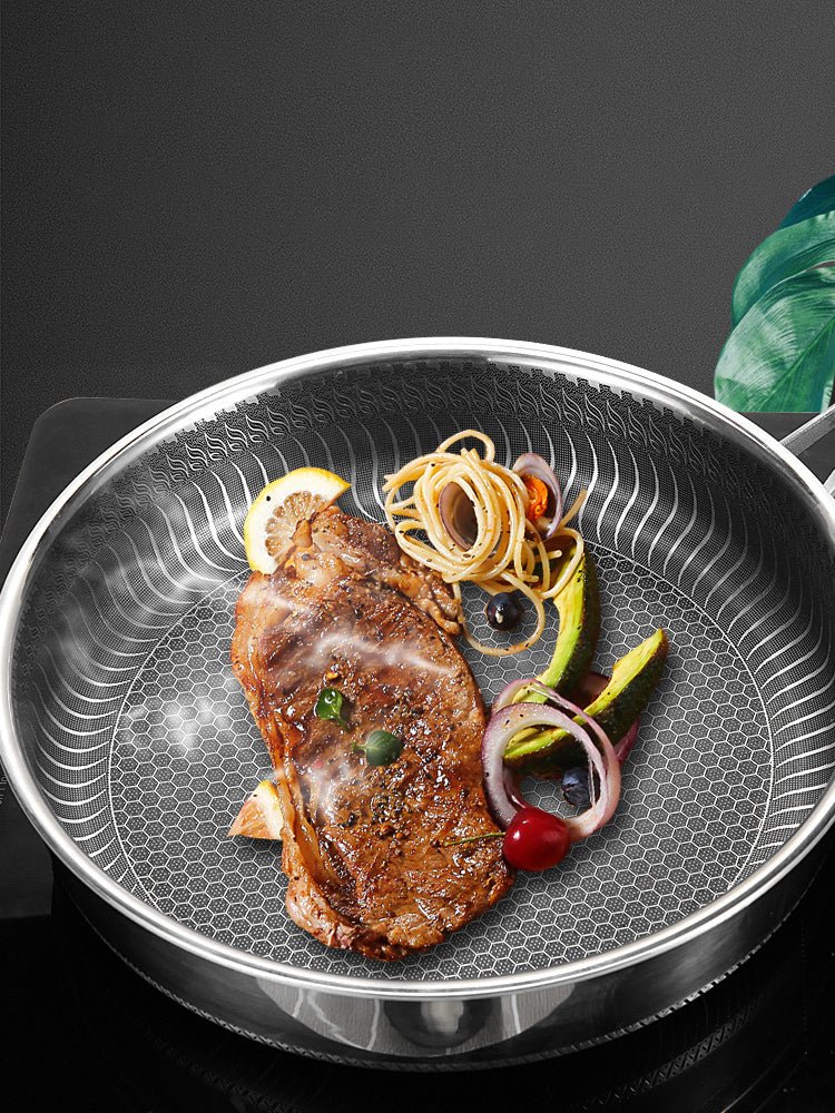 FERROFLAME – Stainless Steel Frying Pan with Honeycomb Heat Distribution