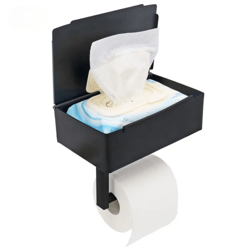 SteelDeluxe Toilet Paper Holder – Stainless Steel with Multifunctional Waterproof Storage Shelf for Modern Bathrooms