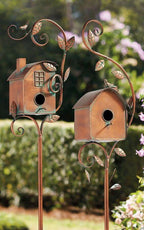 Metal Garden Birdhouse Stake Decorative Outdoor