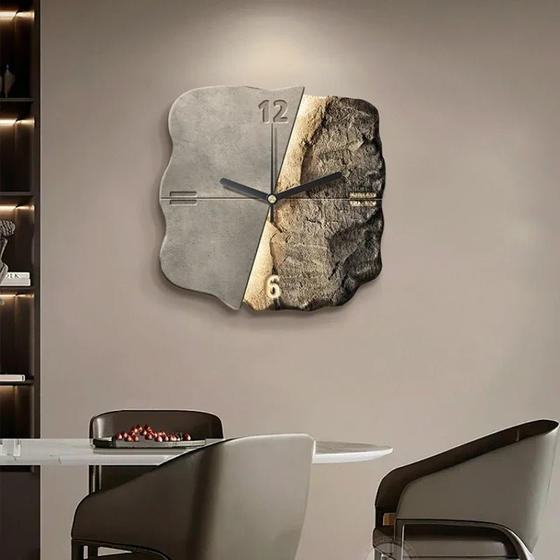 StoneAura – Modern Sandstone-Effect Wall Clock with Silent Quartz