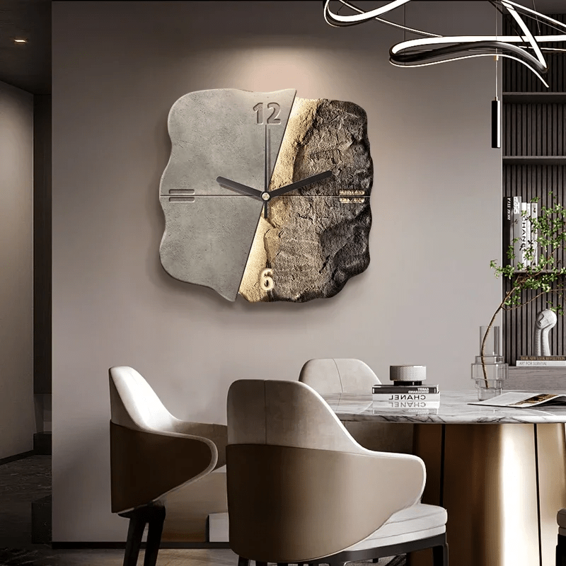 StoneAura – Modern Sandstone-Effect Wall Clock with Silent Quartz