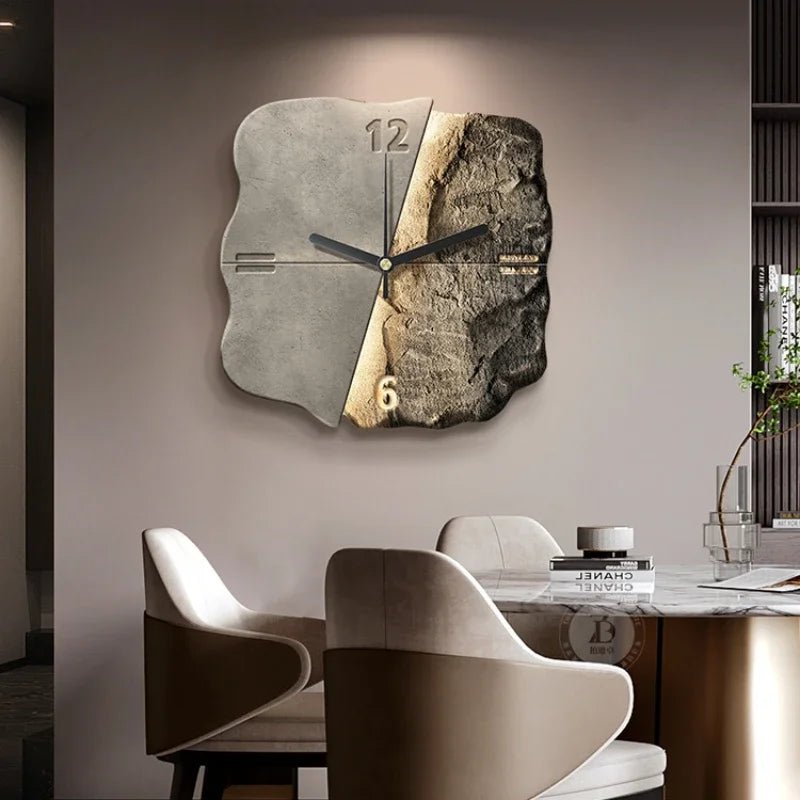 StoneAura – Modern Sandstone-Effect Wall Clock with Silent Quartz