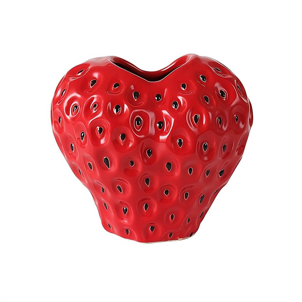Strawberry-structured ceramic vase
