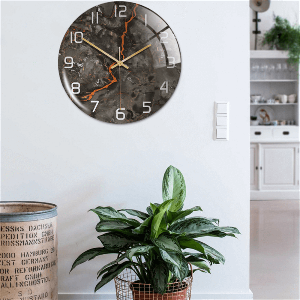 Stylish Wall Clock with Marble Texture - MarbleTime