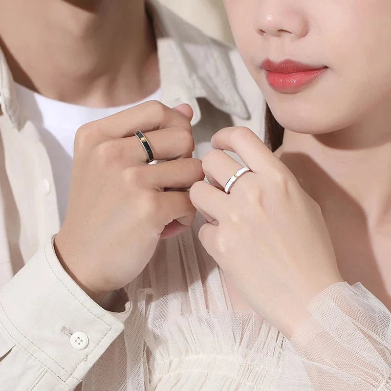 Sun & Moon Matching Couples Rings