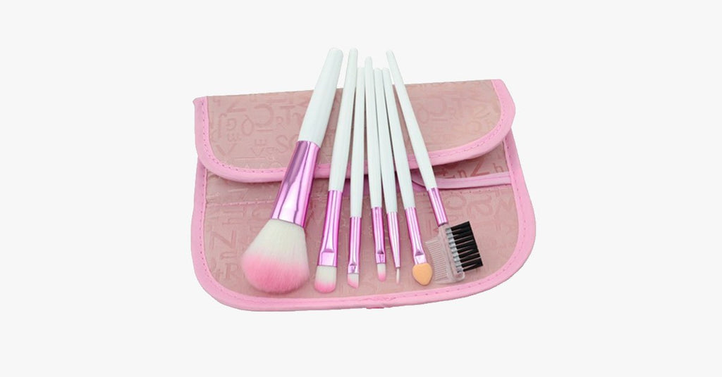 7-piece pink brush set – makeup brushes for a flawless look