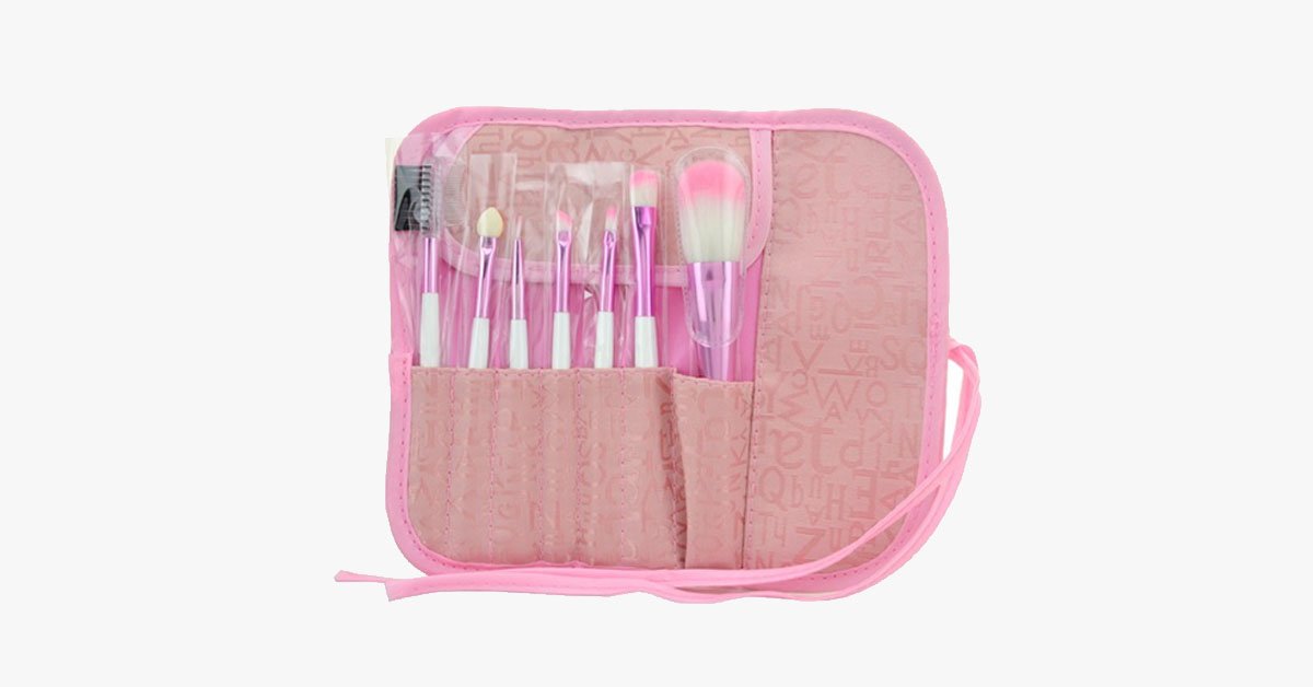 7-piece pink brush set – makeup brushes for a flawless look
