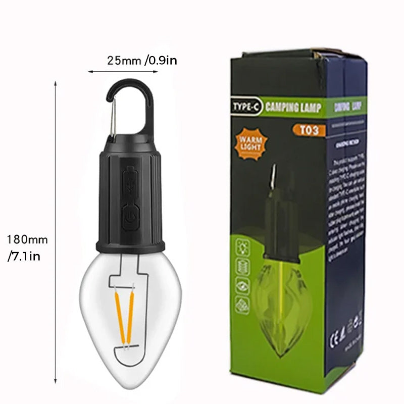 New Outdoor Camping Hanging Type-C Charging Retro Light Bulb
