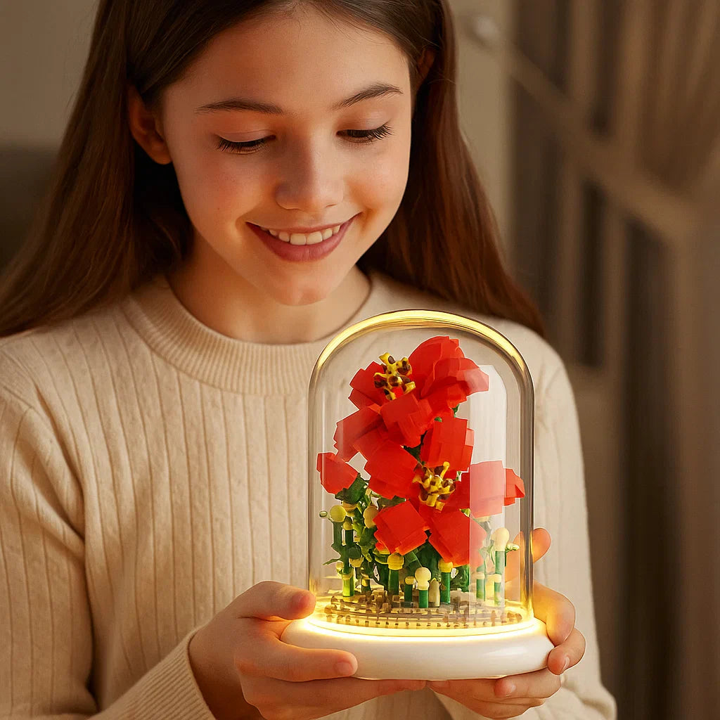 Noble Building Block Flower in Glass