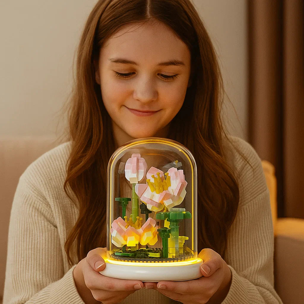 Noble Building Block Flower in Glass