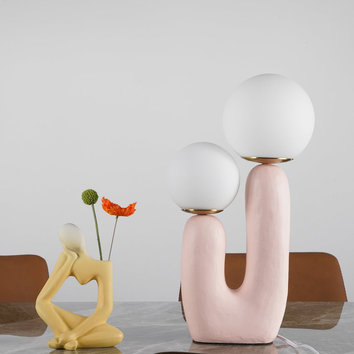 Contemporary Style Table Lamp with Natural Accent