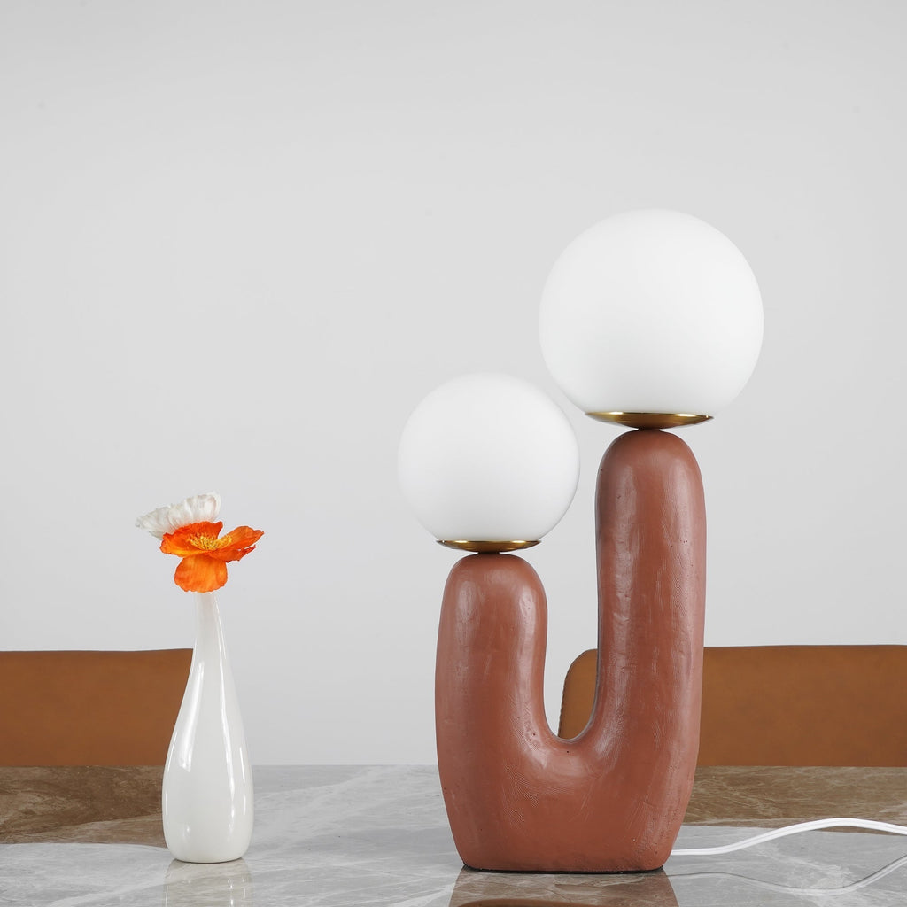 Contemporary Style Table Lamp with Natural Accent