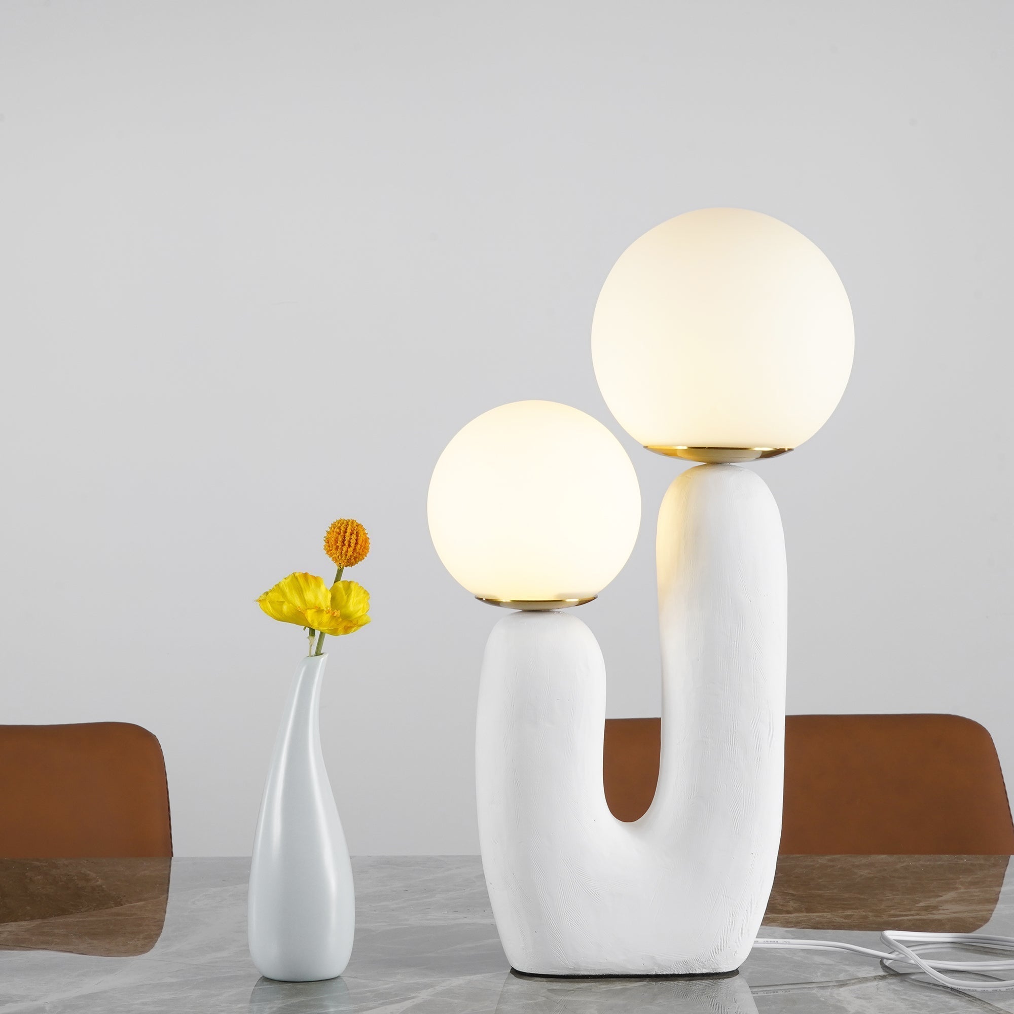 Contemporary Style Table Lamp with Natural Accent