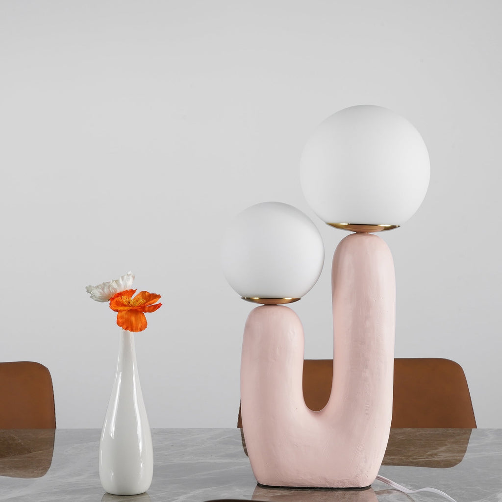 Contemporary Style Table Lamp with Natural Accent