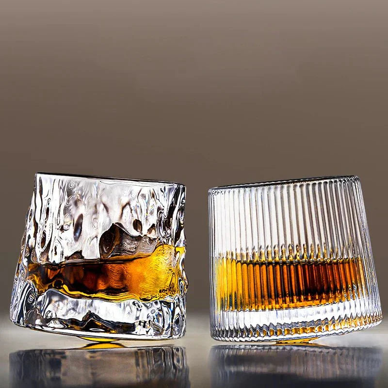 Textured Whisky Glass with Wave Effect