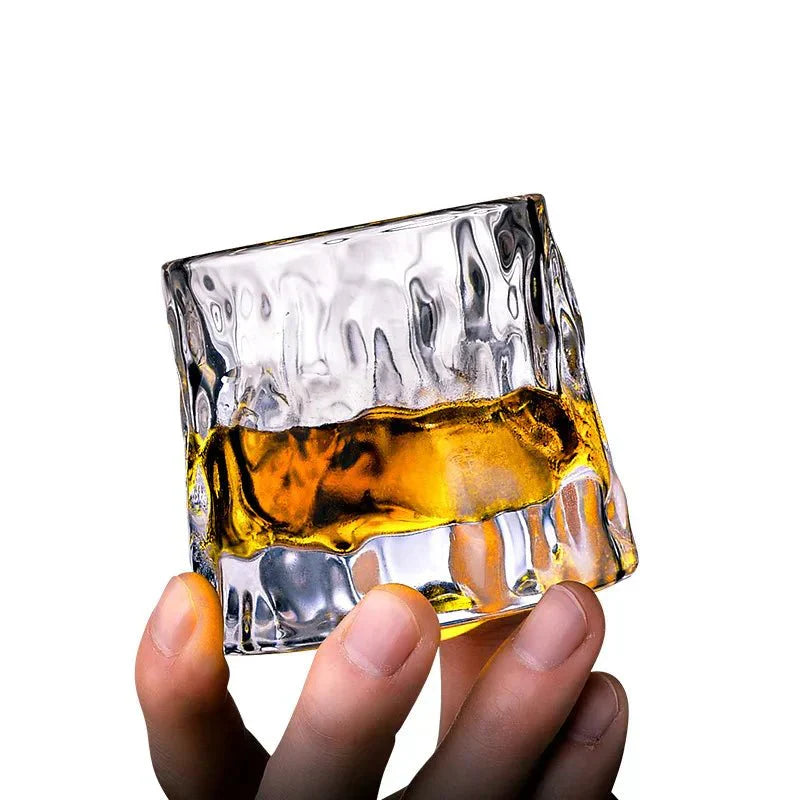 Textured Whisky Glass with Wave Effect