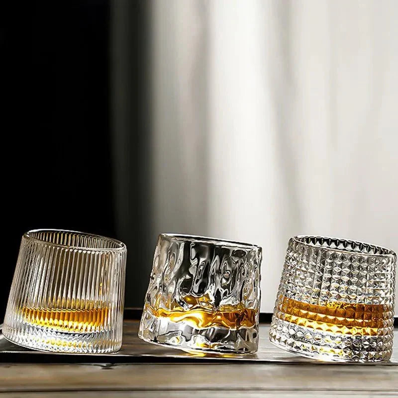 Textured Whisky Glass with Wave Effect