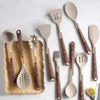 TASTEVIVA SET – Premium Silicone Utensils with Wooden Handles
