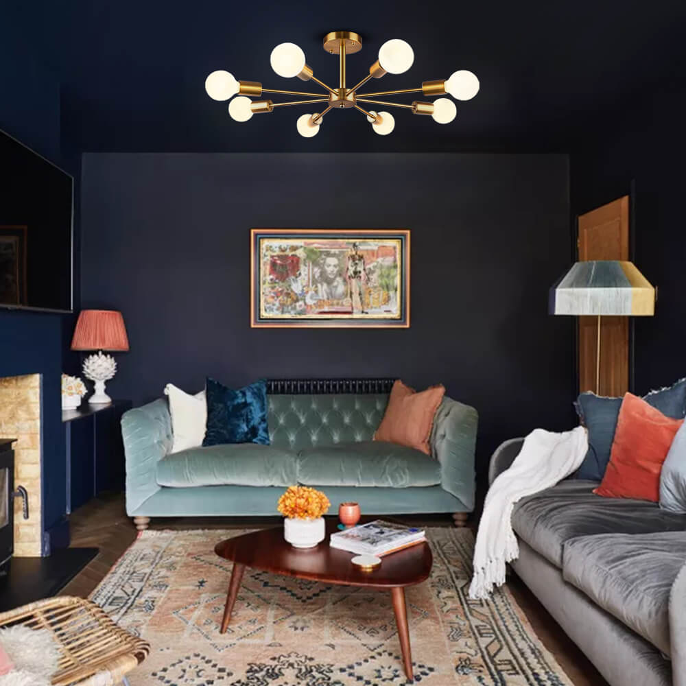 Sputnik Chandelier for Semi-Recessed Installation