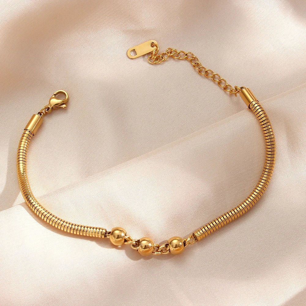 Thick Snake Chain Beaded Necklace and Bracelet Set