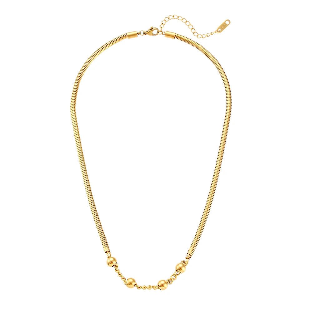 Thick Snake Chain Beaded Necklace and Bracelet Set