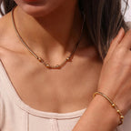 Thick Snake Chain Beaded Necklace and Bracelet Set
