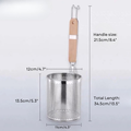 Thickened Stainless Steel Funnel Wooden Handle Pasta Basket Strainer